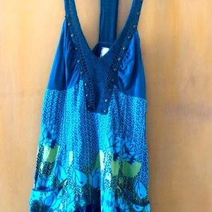 Free People floral crochet top racer back dress